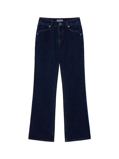 DAISY SYNDROME FLORAL SEMI BOOTS-CUT DENIM PANTS_blue