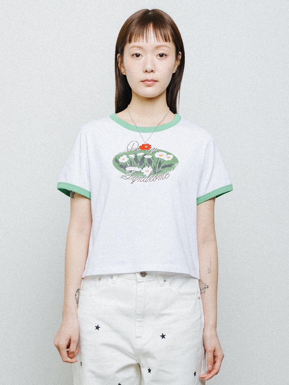 DAISY SYNDROME GARDEN RINGER CROP TEE [green]