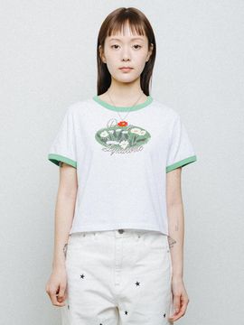 DAISY SYNDROME GARDEN RINGER CROP TEE [green]