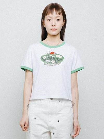 DAISY SYNDROME GARDEN RINGER CROP TEE [green]