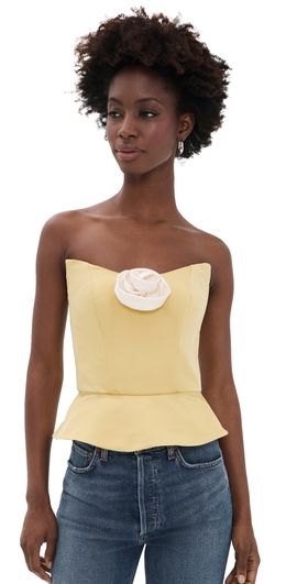 Damaris Bailey Damaris Bailey Delicias Strapless Top Butter Yellow with White Rose