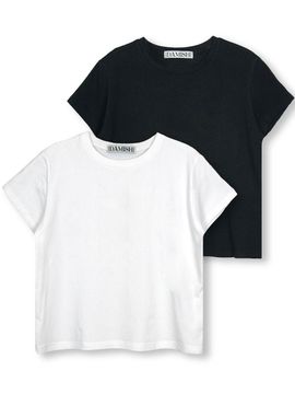 DAMISH 2PACK Basic Semi Crew Neck T-shirt
