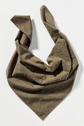 Damson Madder 100% Cotton Embroidered Hair Scarf