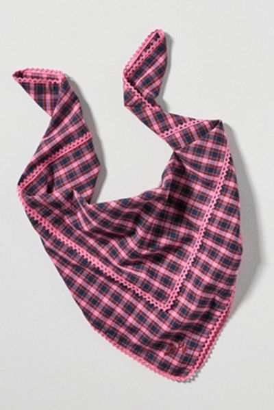 Damson Madder Cotton Check Hair Scarf
