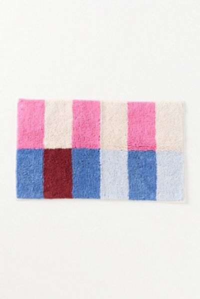 Damson Madder Cotton Woven Striped Bathmat