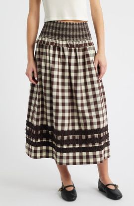 Damson Madder Damson Madder Ava Ruffle Trim Midi Skirt
