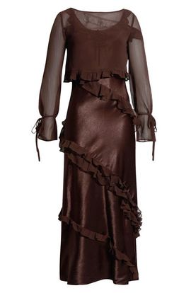 knee length dresses for ladies Damson Madder Women's Raphaela Ruffle Midi Dress