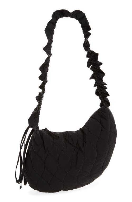 Damson Madder Damson Madder Embroidered Rose Ruched Kidney Bag