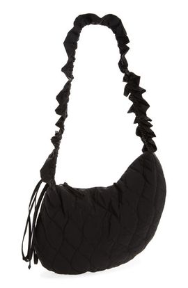 Damson Madder Damson Madder Embroidered Rose Ruched Kidney Bag