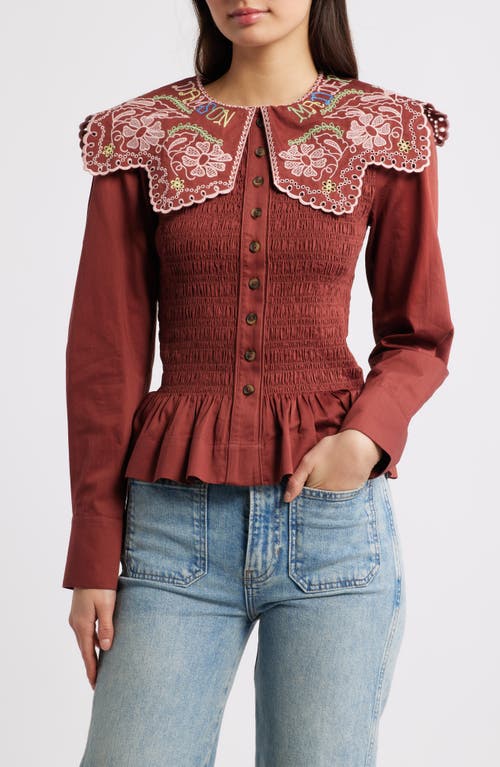 Damson Madder Damson Madder Fern Embroidered Top