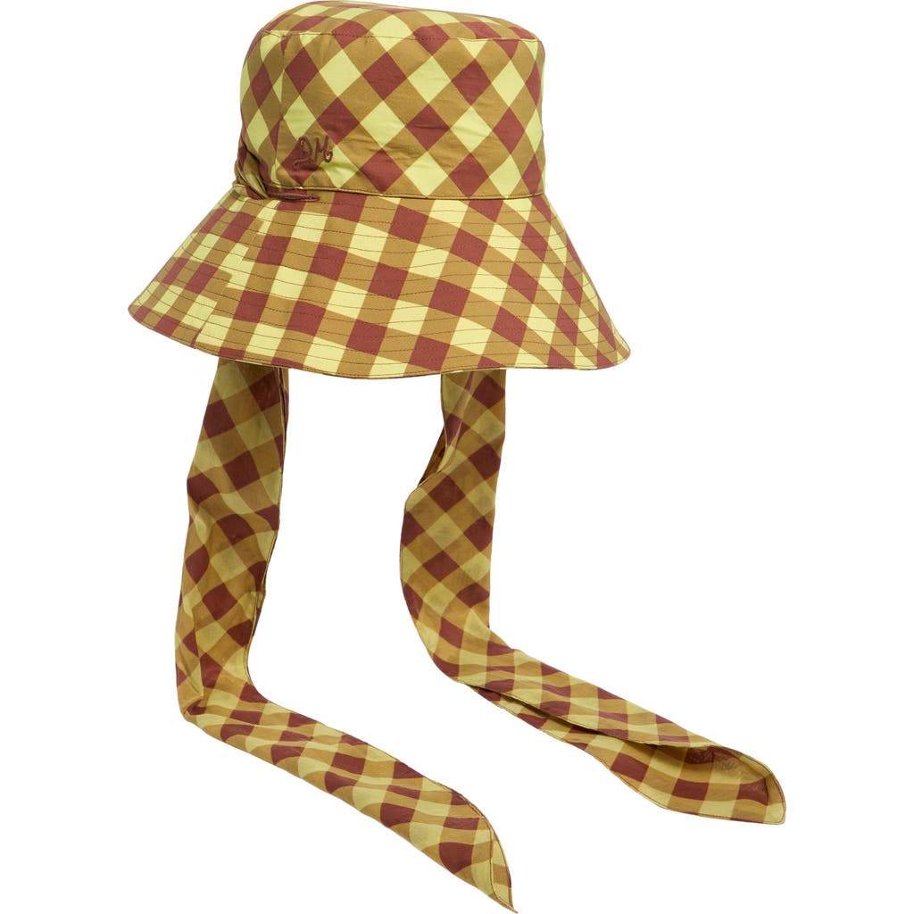Damson Madder Damson Madder Gingham Check Organic Cotton Sun Hat with Ties