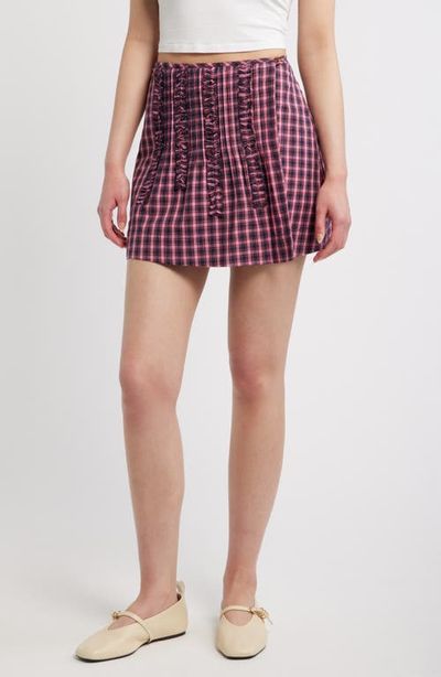 Damson Madder Damson Madder Glinda Checked Ruffled Miniskirt