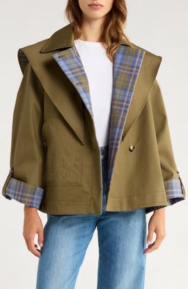 Damson Madder Damson Madder Jerry Reversible Crop Organic Cotton Trench Coat