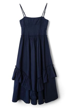 Damson Madder Damson Madder Juno Ruffle Midi Dress & Sheer Scarf