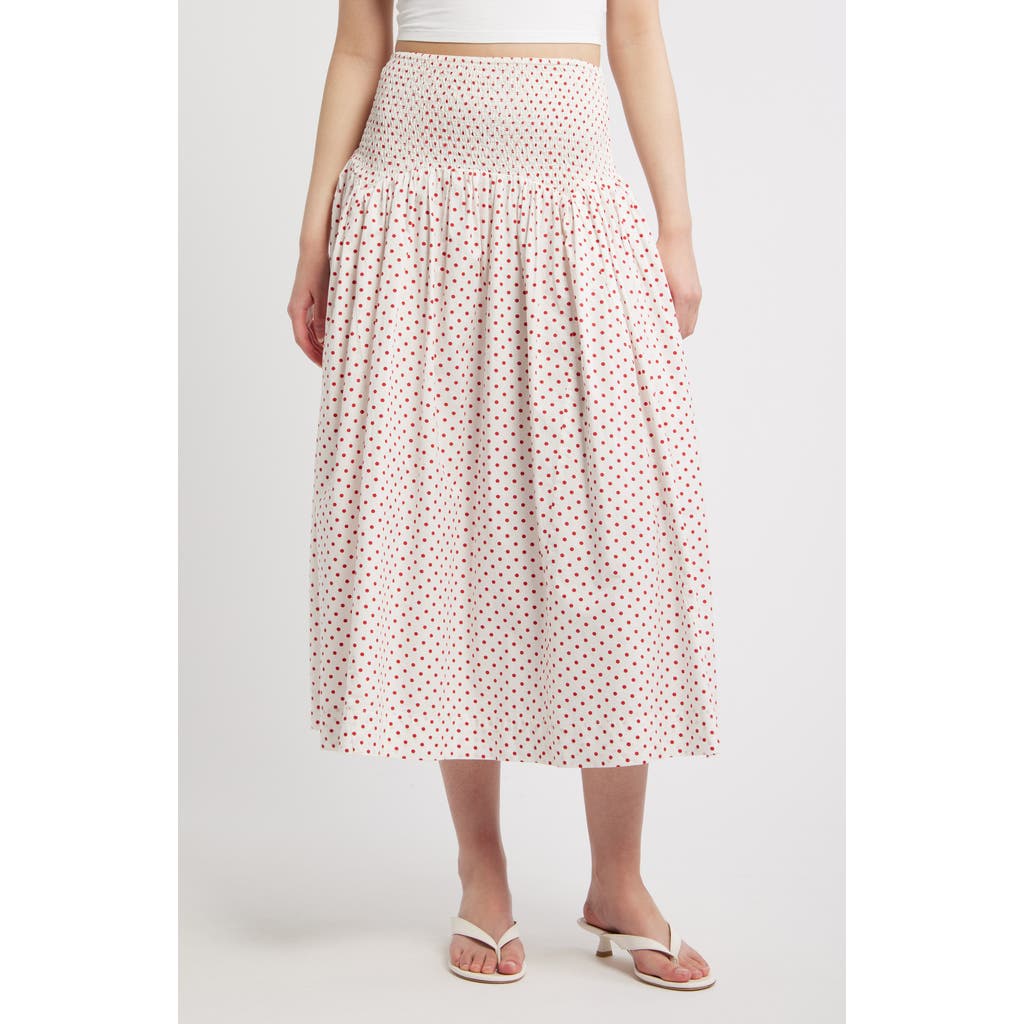 Damson Madder Damson Madder Layla Polka Dot Smocked Midi Skirt