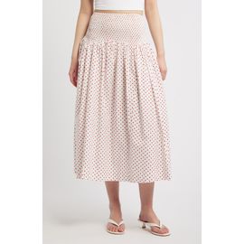 Damson Madder Damson Madder Layla Polka Dot Smocked Midi Skirt