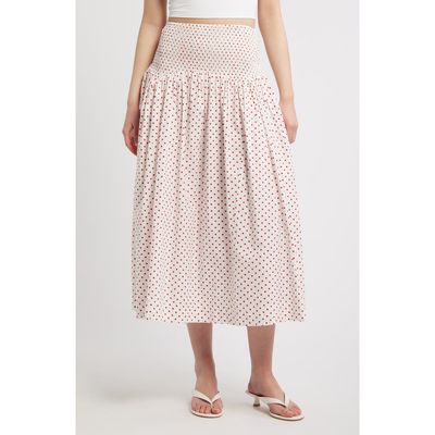 Damson Madder Damson Madder Layla Polka Dot Smocked Midi Skirt