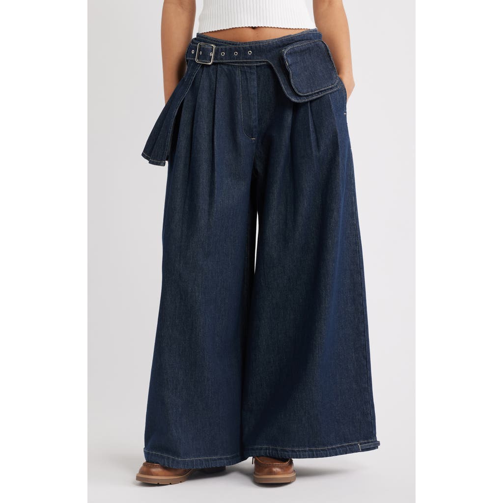 Damson Madder Damson Madder Mavi Pleated High Waist Wide Leg Balloon Jeans