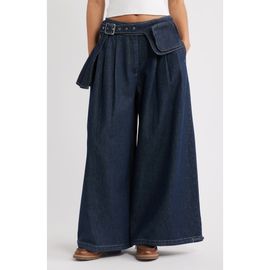 Damson Madder Damson Madder Mavi Pleated High Waist Wide Leg Balloon Jeans