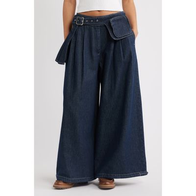 Damson Madder Damson Madder Mavi Pleated High Waist Wide Leg Balloon Jeans