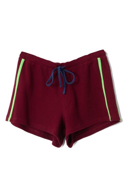 Damson Madder Damson Madder Rylee Tie Waist Waffle Stitch Shorts
