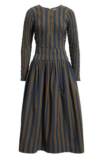 damson madder long sleeve dress Damson Madder - Malinda Ls Smocked Midi Dress- Red