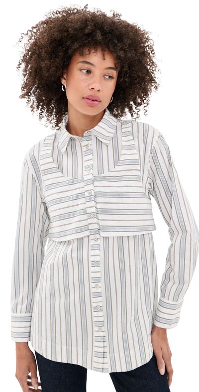Damson Madder Damson Madder Valeria Double Layered Button Down Shirt Multi