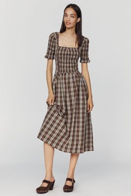 Damson Madder Emmy Shirred Midi Dress