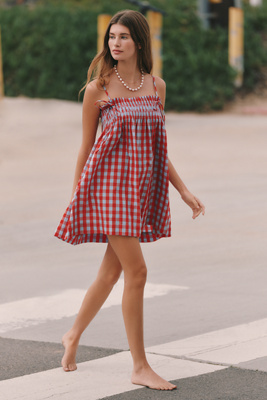Damson Madder - Lilo Smocked Mini Swing Dress