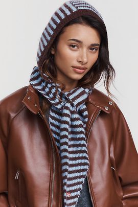 Damson Madder Tie Front Hooded Scarf