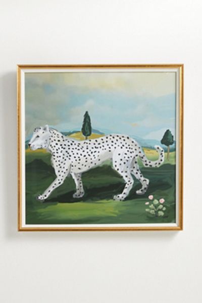Dana Gibson for Soicher Marin White Leopard Walking Wall Art