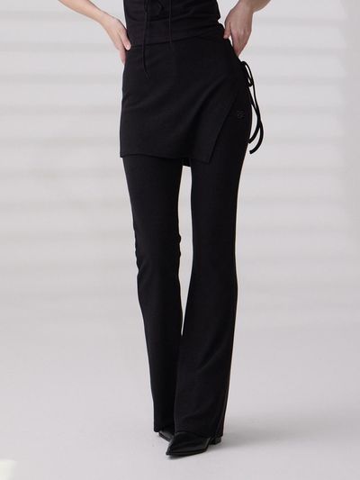Dangledrop DGDP Bootcut Line Layered Wrap Pants Skirt Trousers [2colors]