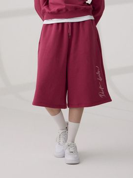 Dangledrop DGDP Side Lettering Sweat Bermuda Shorts [Pink]