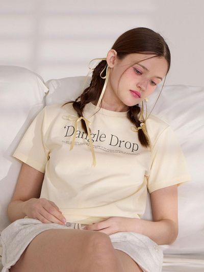 Dangledrop DGDP Typography Semi-Short Sleeve T-Shirt