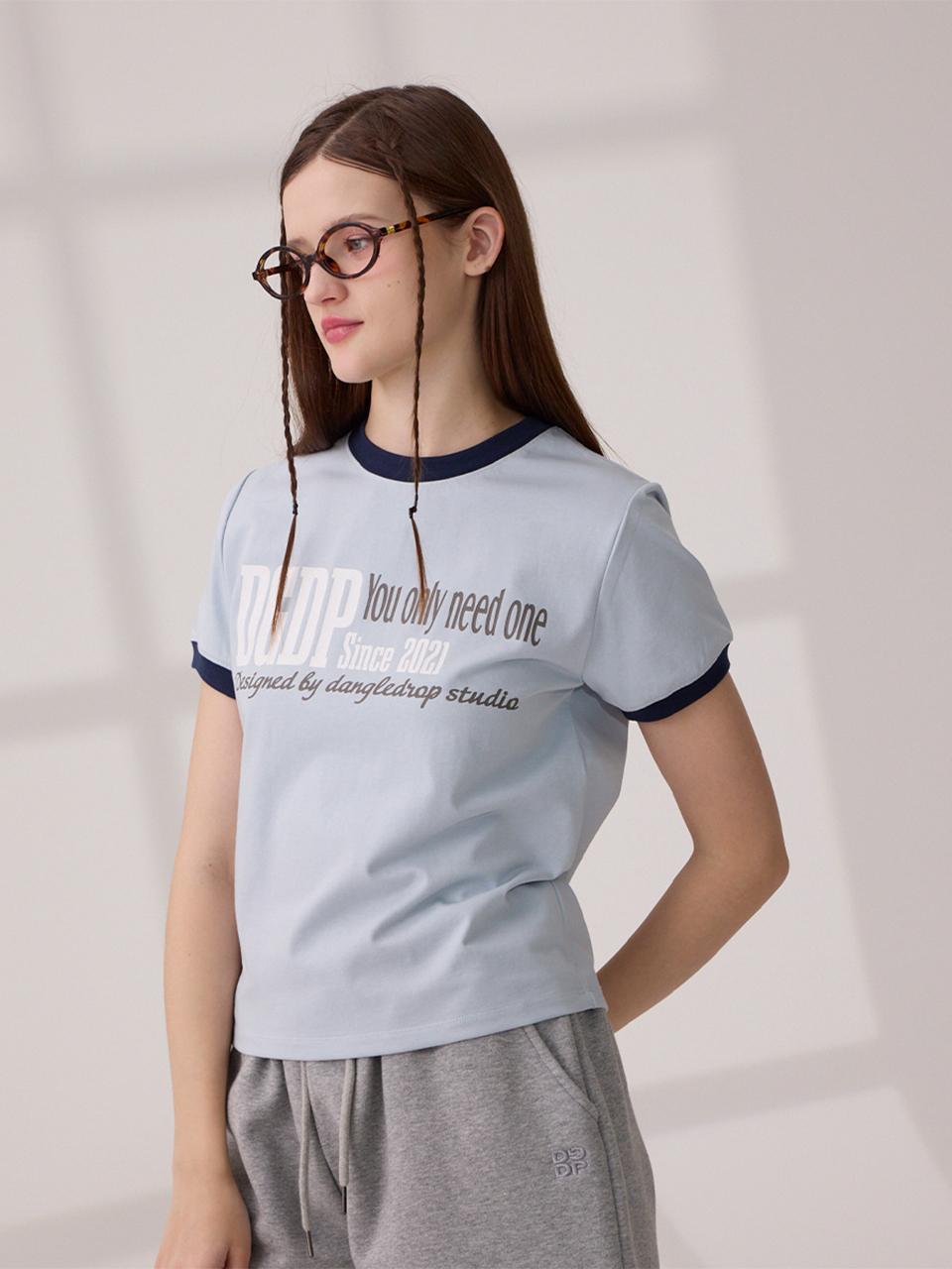 Dangledrop DGDP YOU NEED Ringer Semi-Crop Short Sleeve T-Shirt