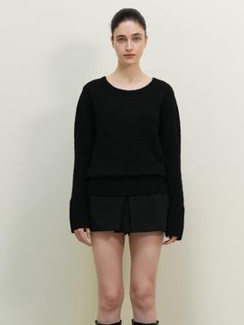 dankedir Double civet Wool long sleeve knit - Black