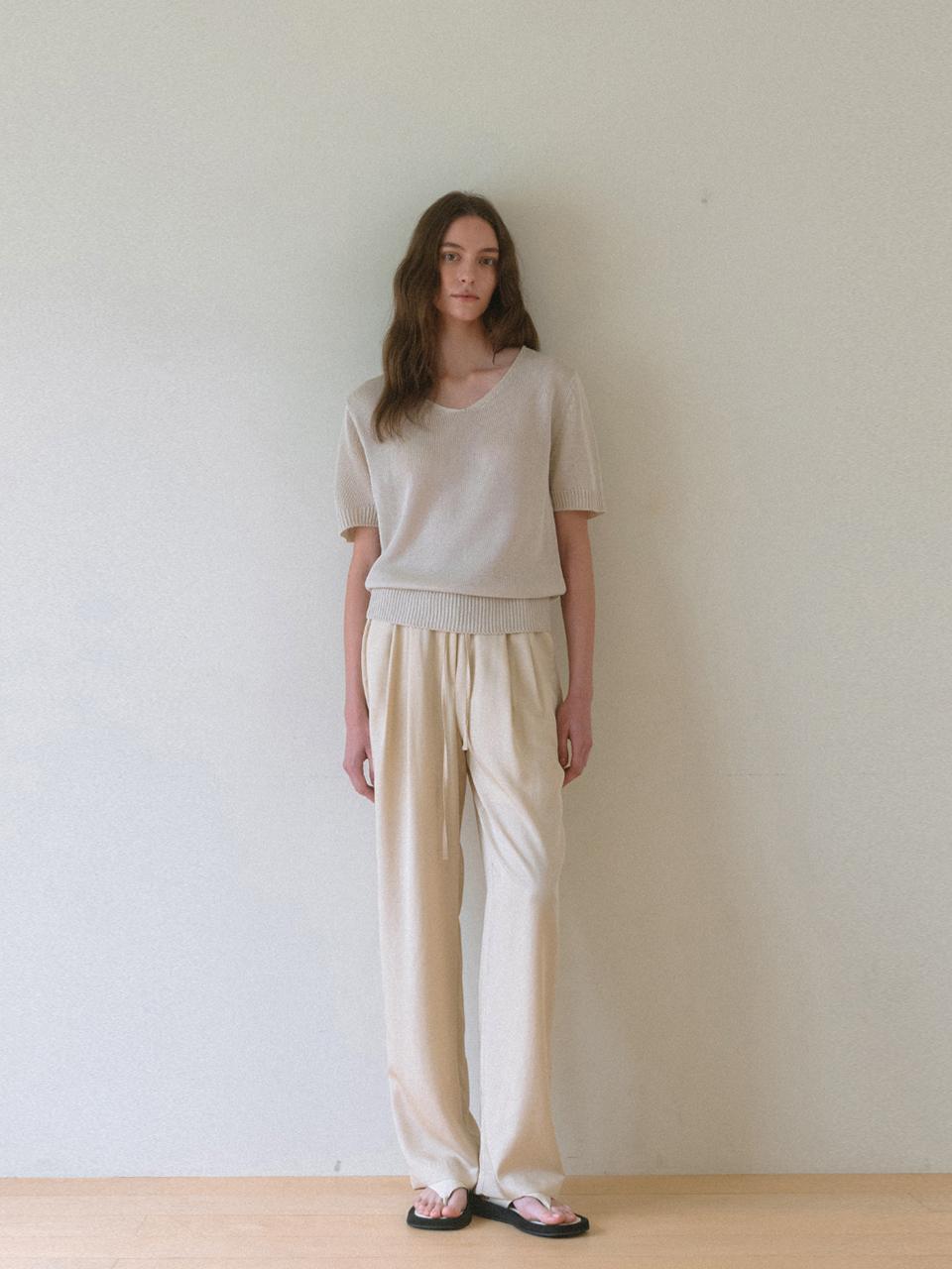 dankedir Satin Wide Pants_Light Beige