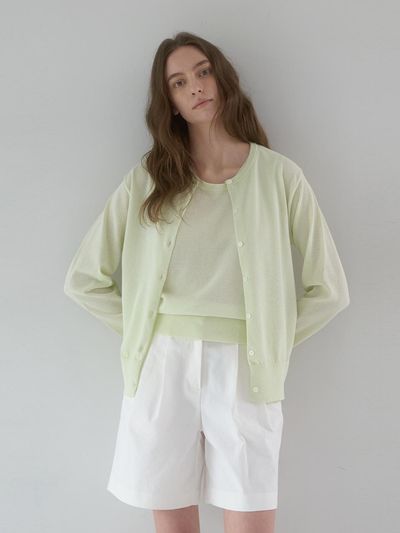 dankedir Summer Basic Round Cardigan_Green