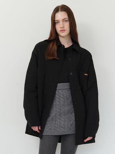 dankedir Wool Cable Double-Layered Mini Skirt [Gray]