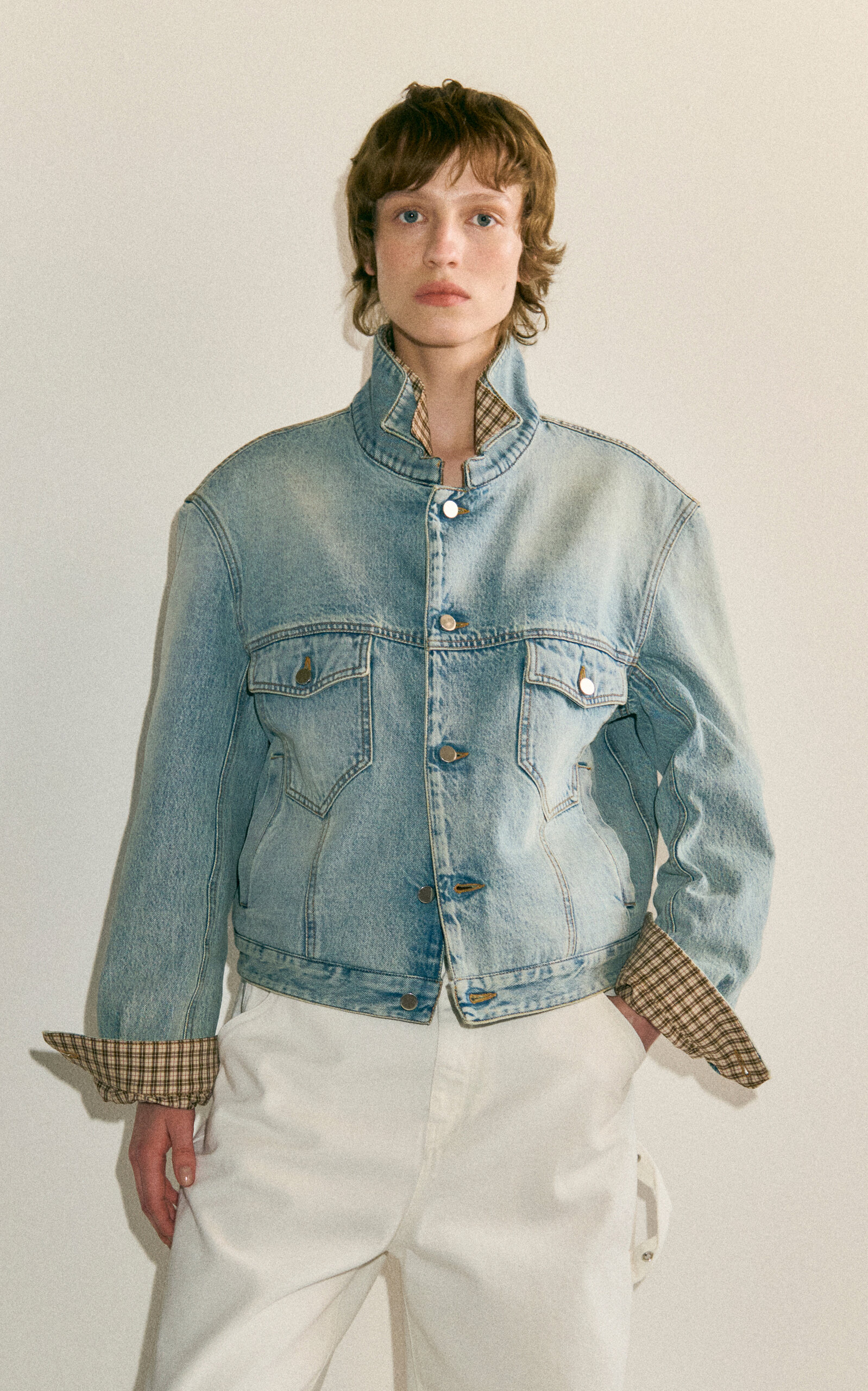DARKPARK DARKPARK Ana CheckedCollar Denim Jacket
