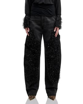 Darkpark Darkpark Audry Double Knee Lurex Barrel Leg Carpenter Jeans in Washed Black