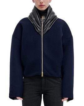 Darkpark Darkpark Cashmere Wool Leather Fold Collar Bomber Jacket