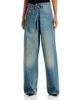 Darkpark Darkpark Cotton Fold Over Waist Wide Leg Jeans in Sand Wash - 1