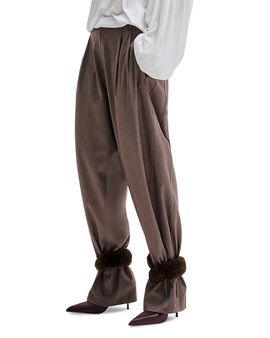Darkpark Darkpark Faux Fur Cuff Wide Leg Pants