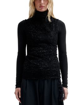Darkpark Darkpark Faux Fur Mixed Media Top