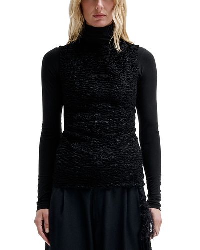 Darkpark Darkpark Faux Fur Mixed Media Top