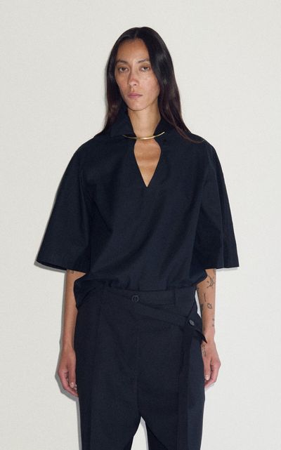 DARKPARK DARKPARK Gal NecklaceDetailed Leather Polo Shirt
