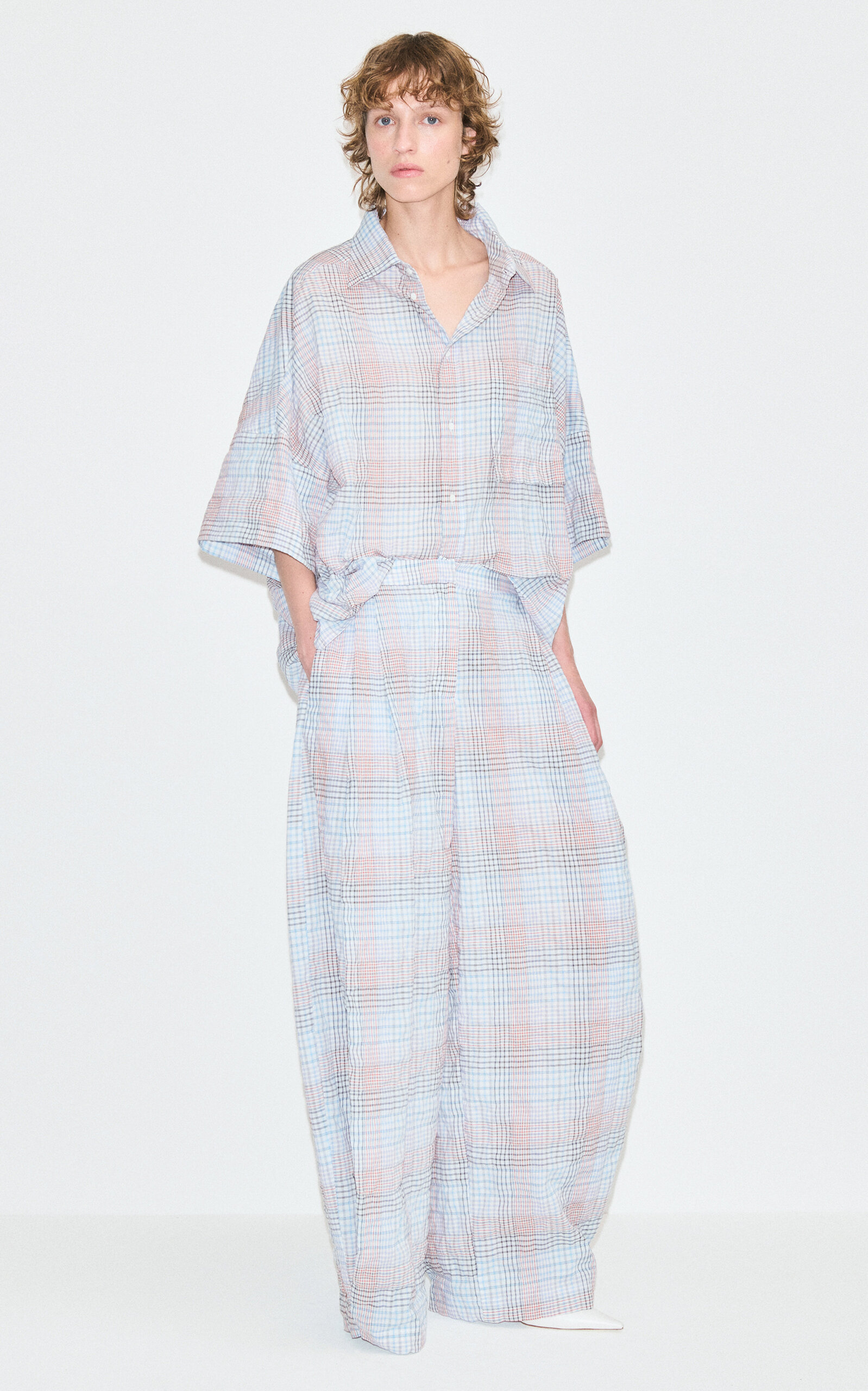 DARKPARK DARKPARK Ivonne Plaid StretchCotton WideLeg Pants