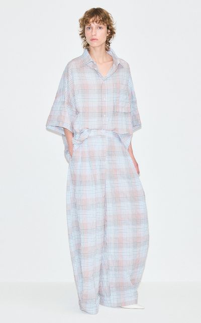 DARKPARK DARKPARK Ivonne Plaid StretchCotton WideLeg Pants