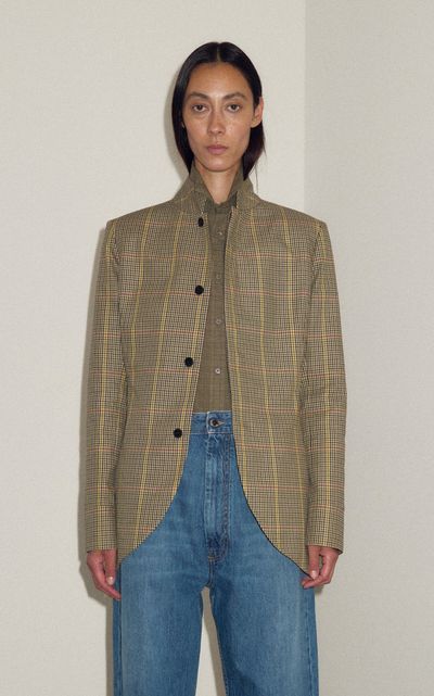 DARKPARK DARKPARK Leila Checked Cotton High Neck Blazer
